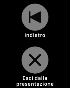 Il pulsante "indietro" su Keynote per Apple Watch