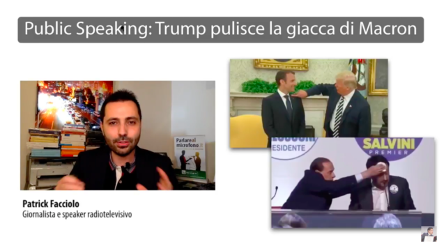Public Speaking: il gesto di Donald Trump che pulisce la giacca di Emmanuel Macron